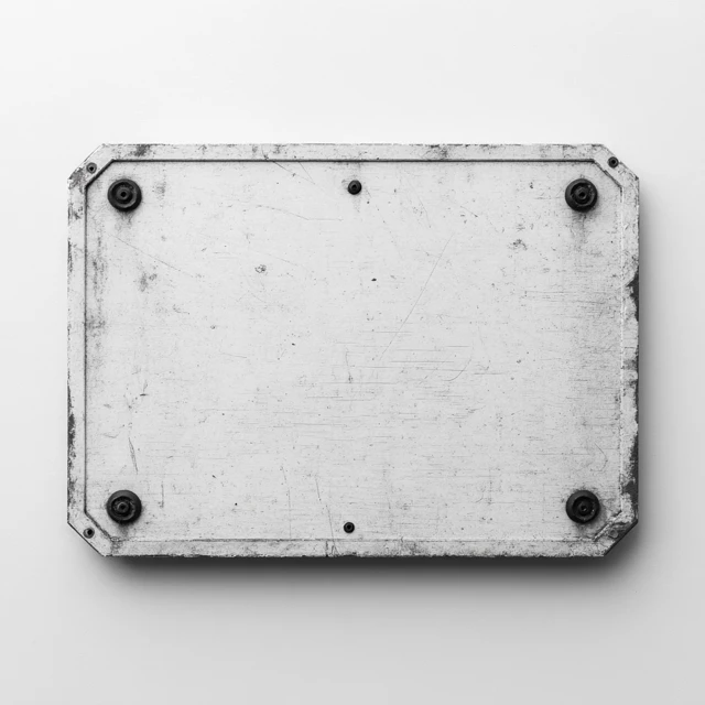 Weathered White Sign with Screws - Studio Photography