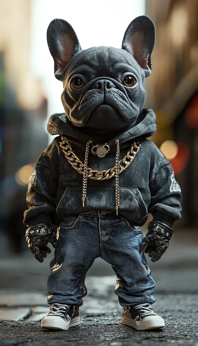 Rapper French Bulldog Cool Urban Style 3D Art