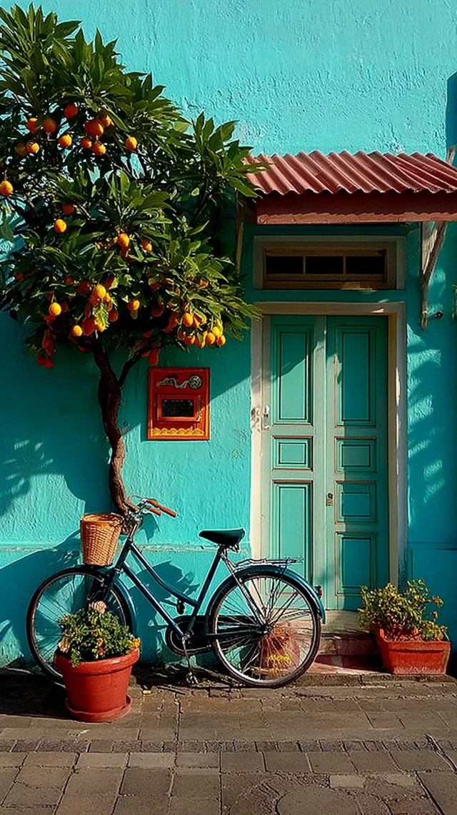 Vintage Bicycle at Home on a Sunny Day