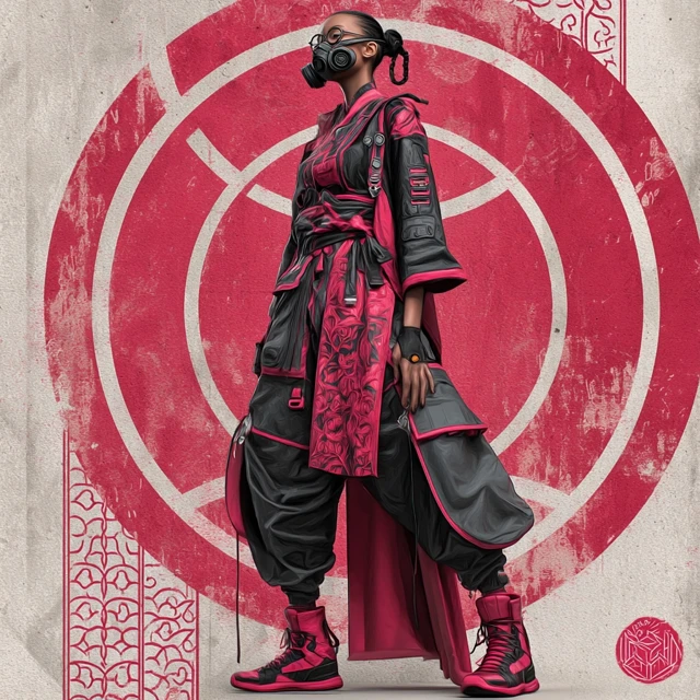 Cyberpunk Ninja Woman Comic Artwork