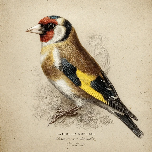European Goldfinch Scientific Illustration