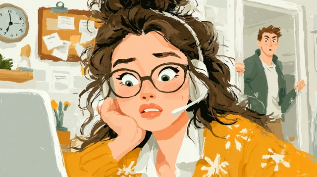 Stressed Woman at Home Office