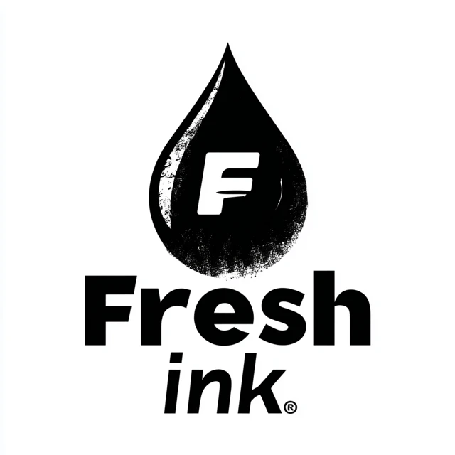 Fresh Ink Logo Design: Modern Monochrome YouTube Watermark