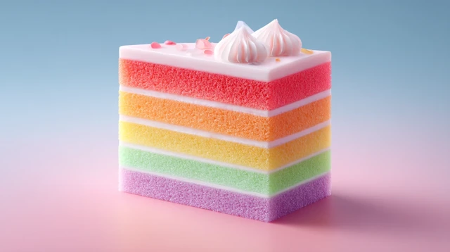 Rainbow Cake Slice for Promotions or Backgrounds