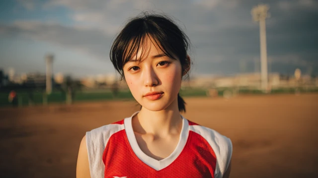 Japanese Athlete in Running Uniform Focused and Calm