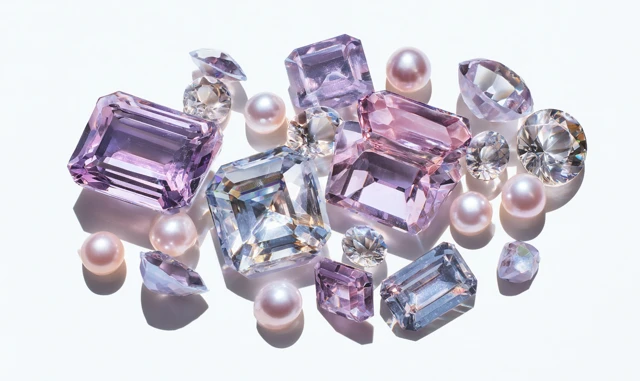 Sparkling Crystals and Pearls Flat Lay