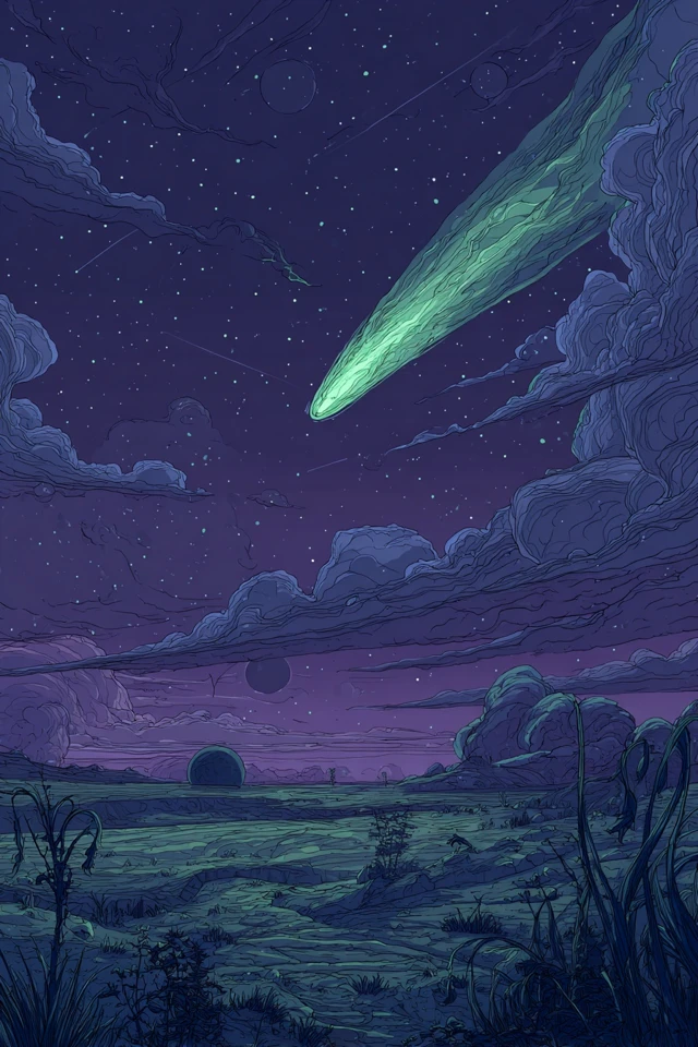 Halley Comet Anime Illustration Space Art