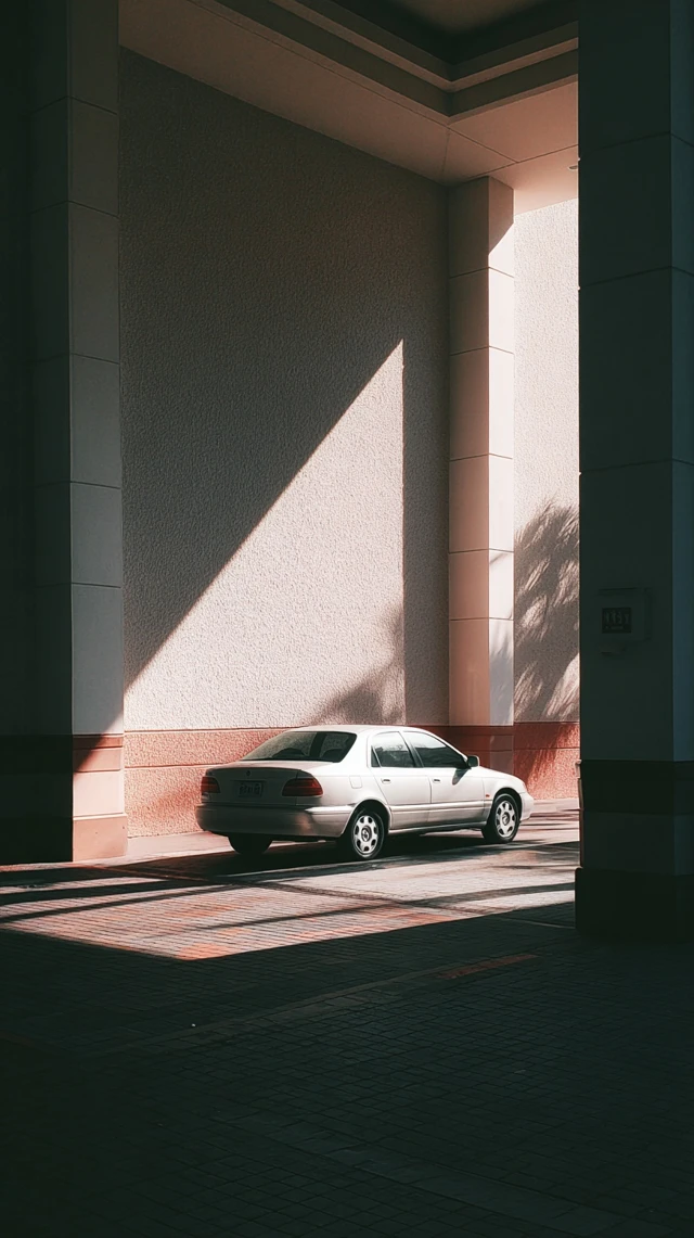 Car Parked Outside a Mall Architectural Photography