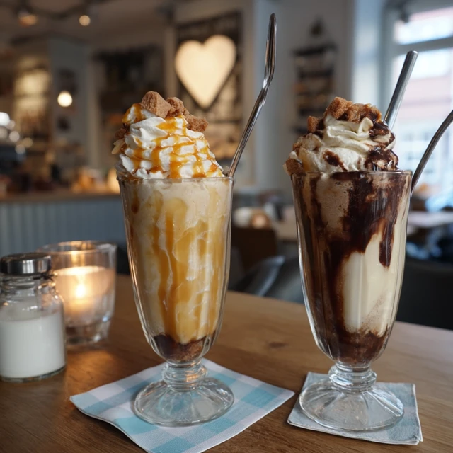 Caramel and Chocolate Sundaes Dessert Photography