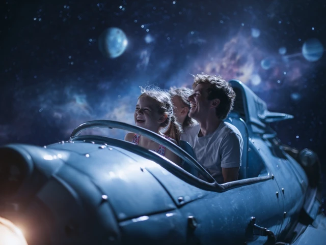 Family on Spaceship Ride Thrilling Adventure