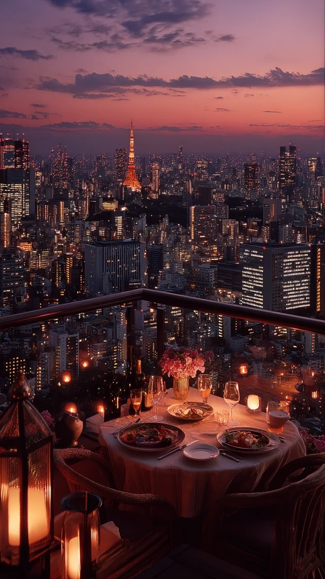Romantic Dinner in Tokyo 1990s View