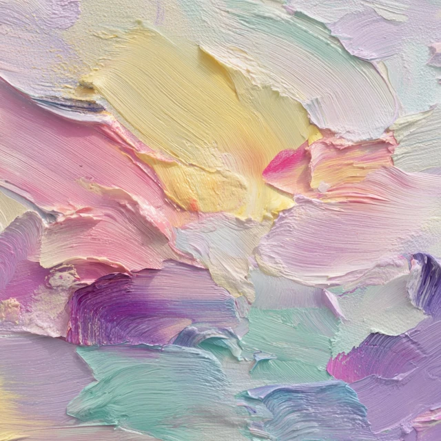 Abstract Pastel Painting Yellow Pink Mint Purple