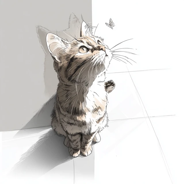 Cat Art: Adorable Cat in a Detailed Illustration Style