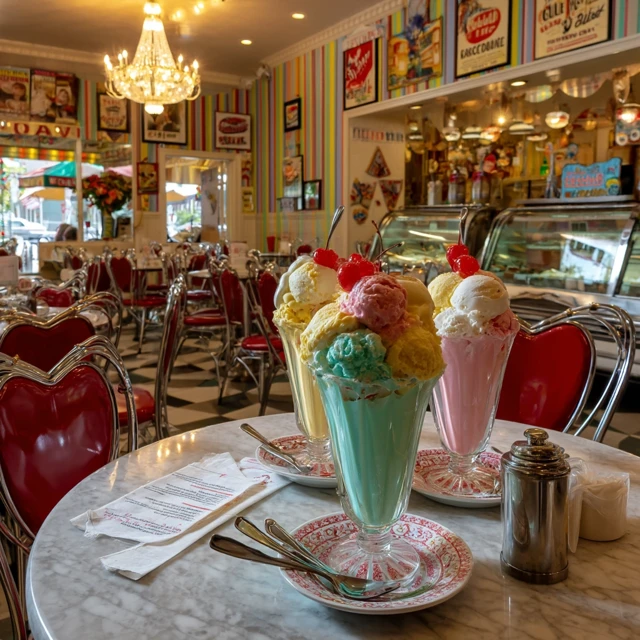 1950s Ice Cream Parlor Sundae Delight