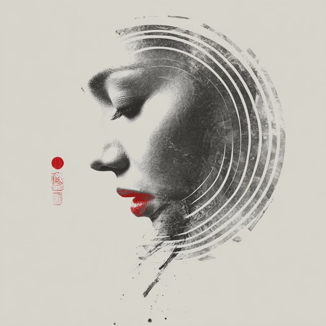 Minimalist Female Profile Modern Oriental Logo