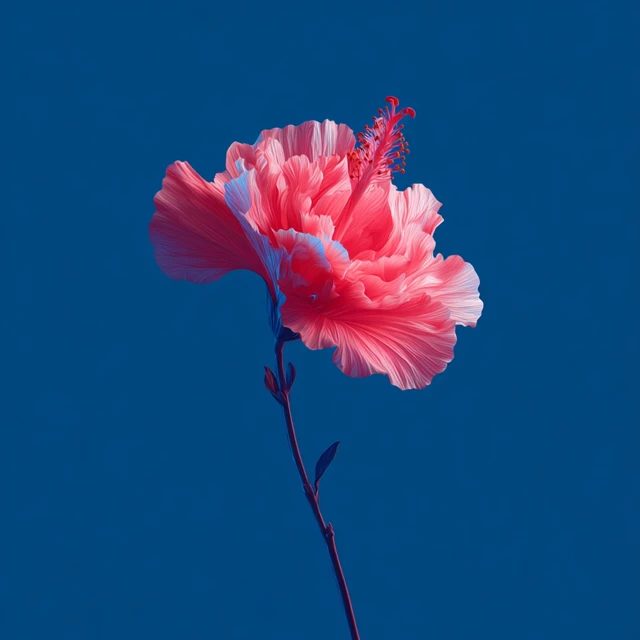 Pink Flower with Blue Background