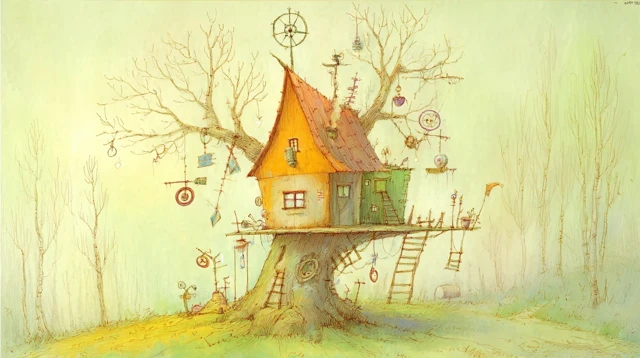 Whimsical Treehouse Illustration