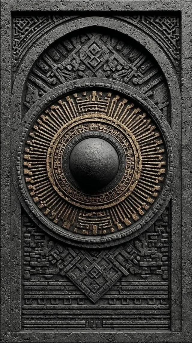 Brutalism Industrial Door Panel with Geometric Relief