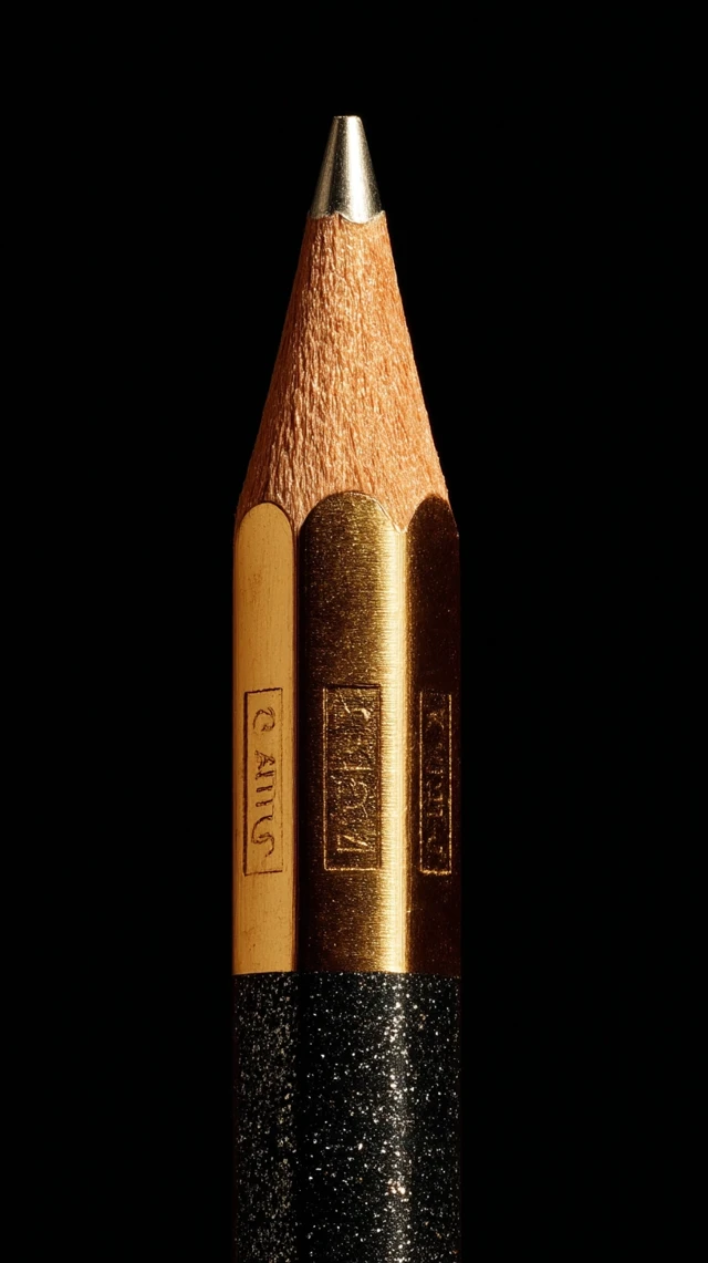 Golden Pencil on Black Background Photography