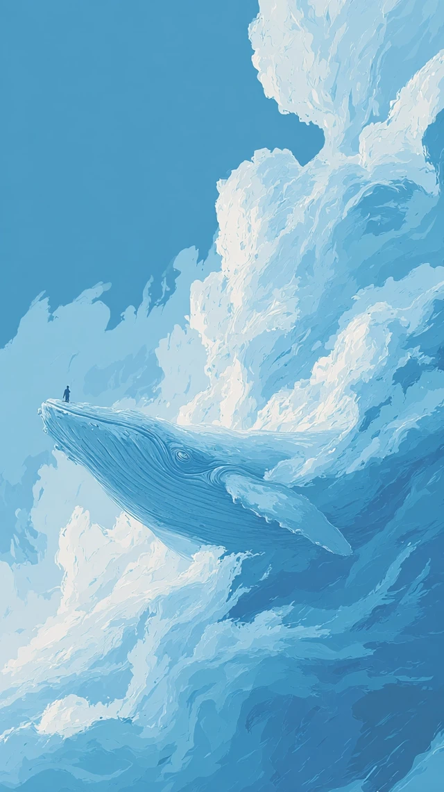 Cloud Whale Minimalist Art