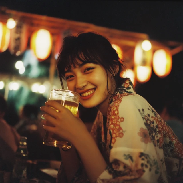Japanese Summer Festival Photo Girl in Yukata