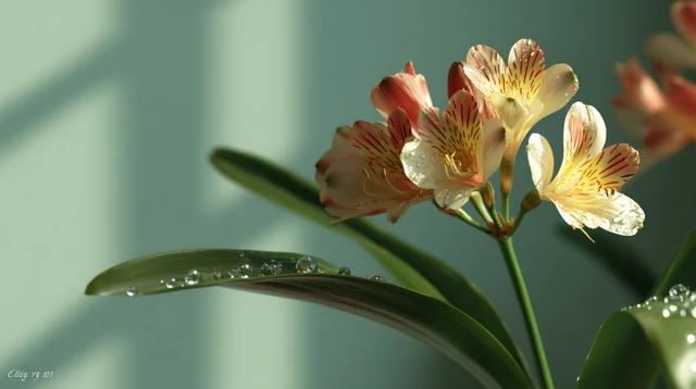 Blooming Clivia Flower with Droplets Ultra HD