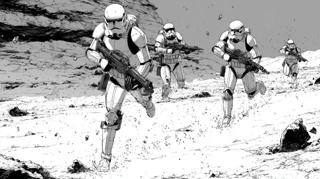 Manga Style Stormtroopers Hunt Rebel