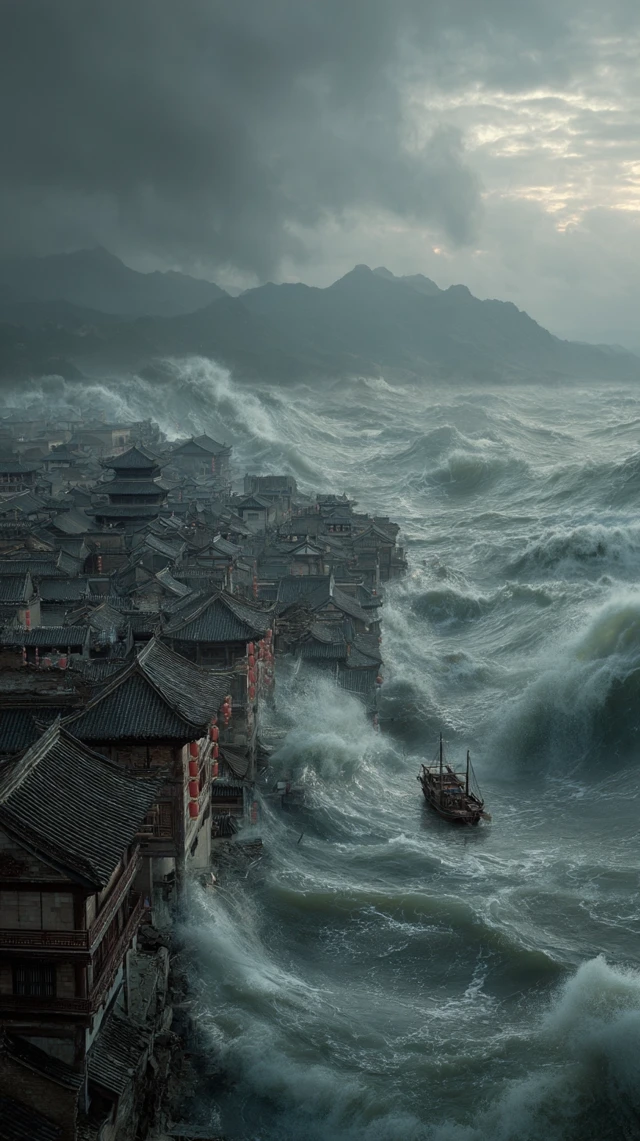 Chinese Horror City Drowned by a Giant Wave