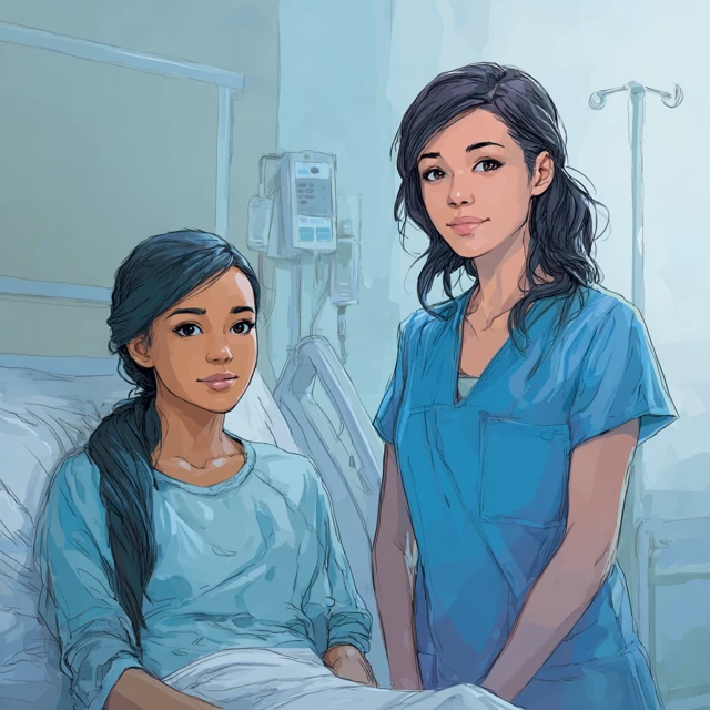 Asian Nurse Caring for Patient in Hospital