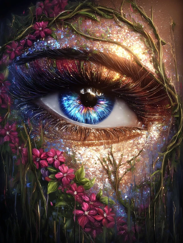 Mystical Eye with Flowers Dreamscape