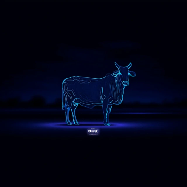 Blue Ox in XRay Style on Dark Background