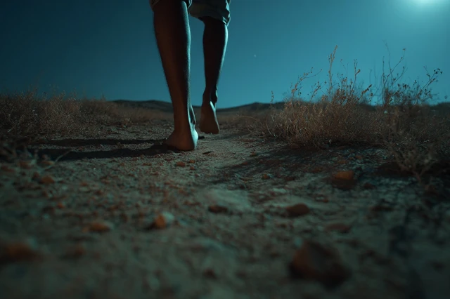Desert Night Feet Walking Cinematic