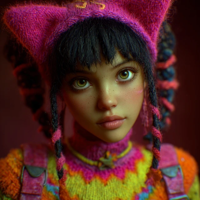 Cute Girl with Cat Ear Headphones Portrait