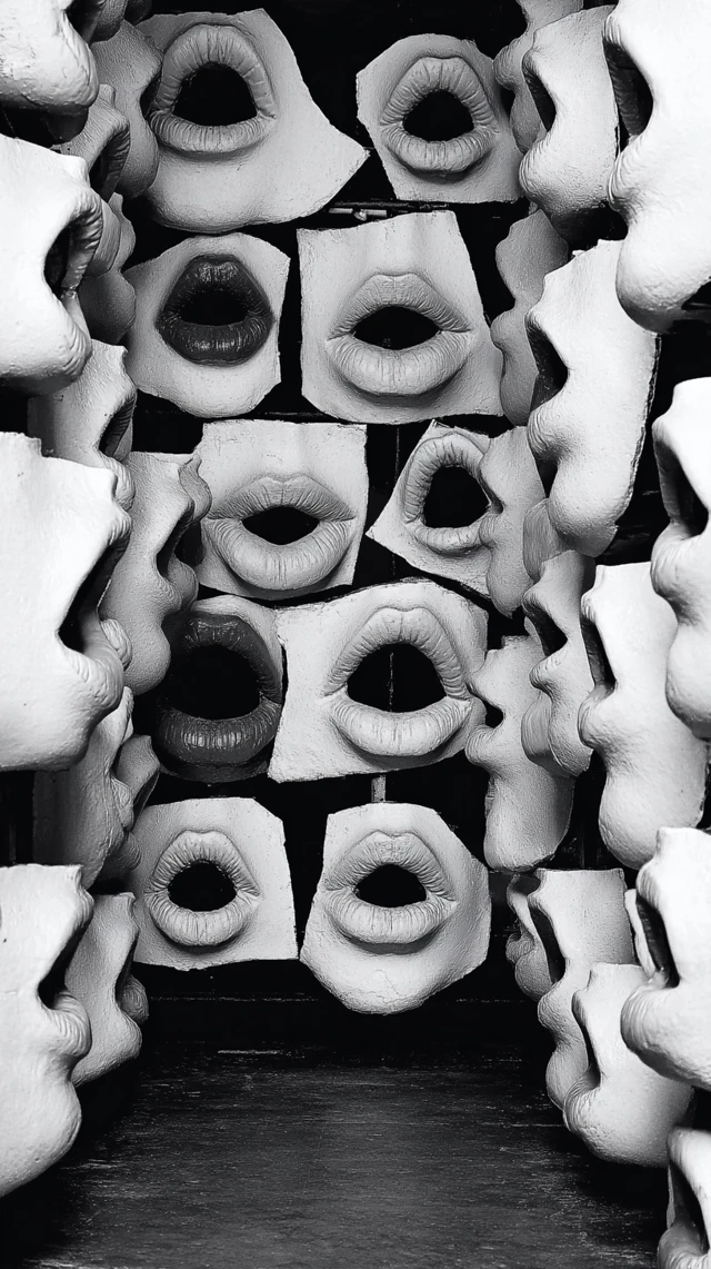 Surreal Room with Distorted Lips