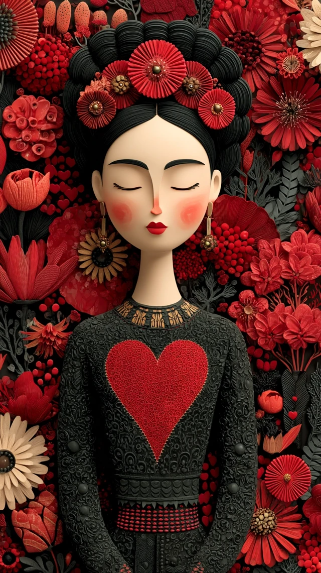 Romantic Frida Kahlo Valentines Day Art