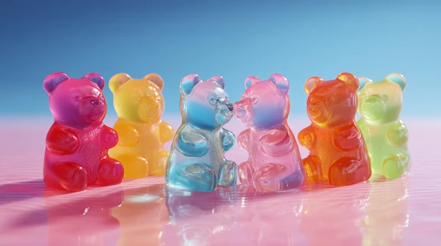 Colorful Gummy Bears in a Toy World