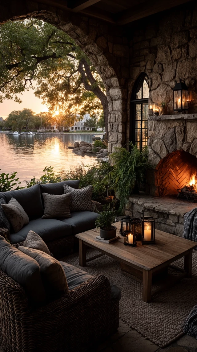 Cozy Garden Gazebo with Fireplace Sunset Views