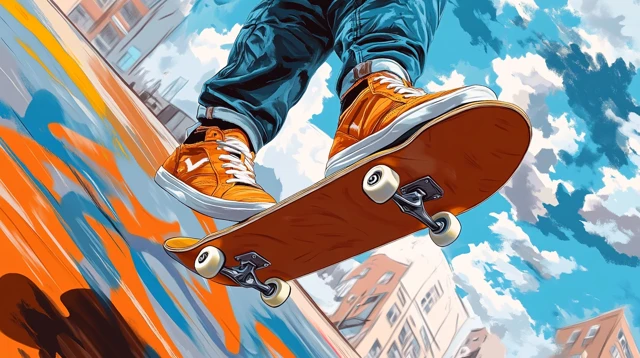 Skateboarding Shoe Illustration Urban Scene