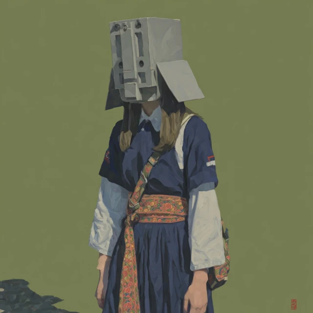 Witch with Block Helmet Illustration