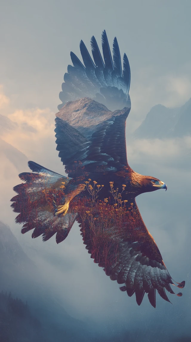 Majestic Eagle Double Exposure Art
