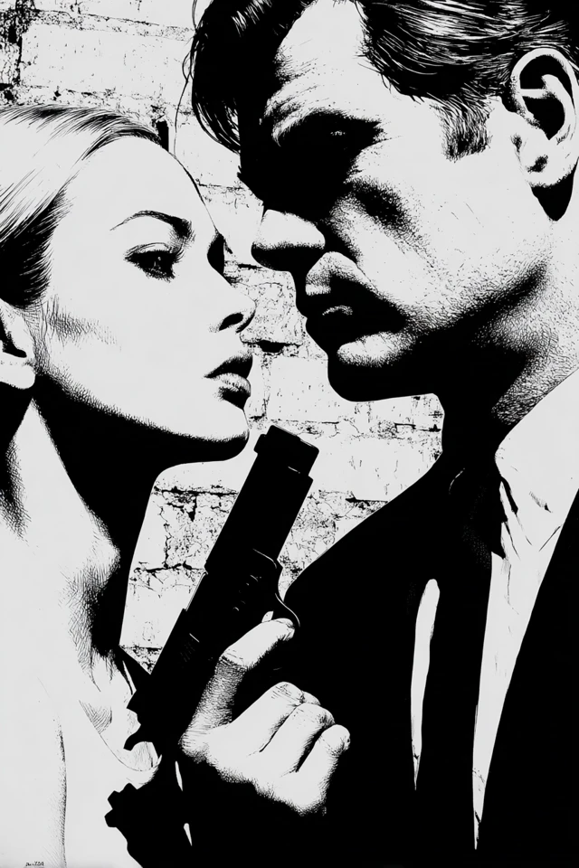 Film Noir Comic Art Dramatic Scene