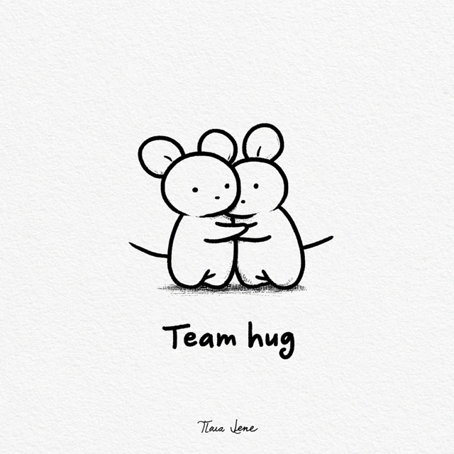 Cute Mice Team Hug Doodle Illustration
