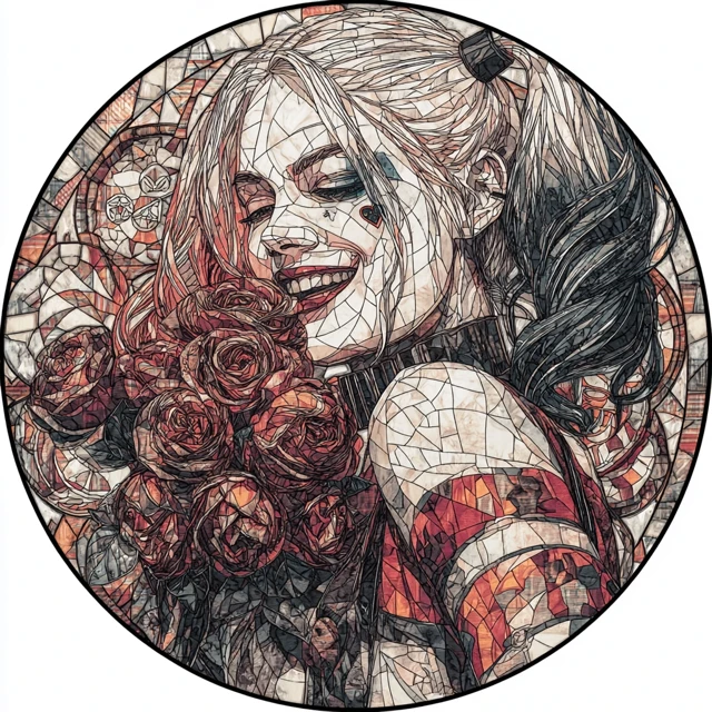 Harley Quinn Stained Glass Art