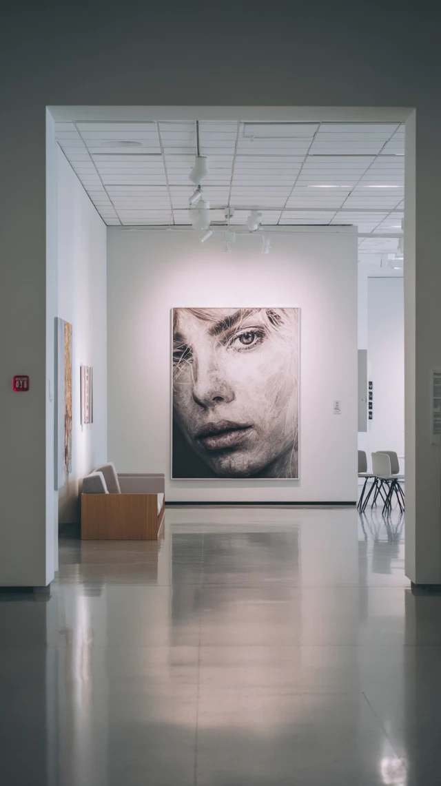 Modern Art Gallery with Portrait Painting