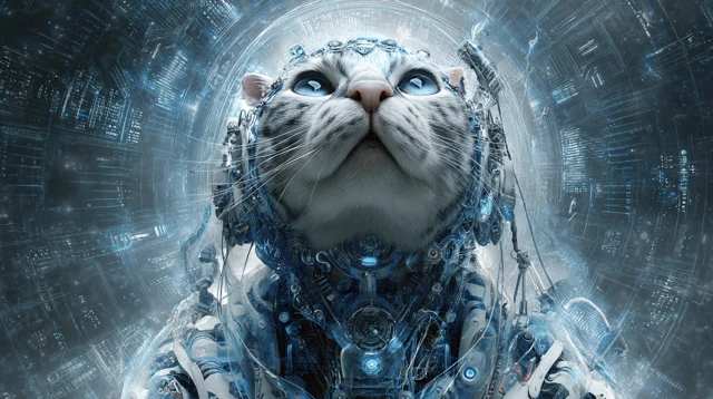 Cybernetic Cat Futuristic Universe Technology