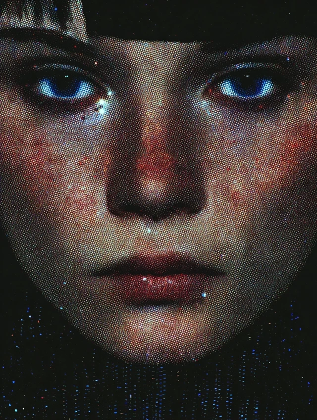 Cyberpunk Art Human Face Glitter Details