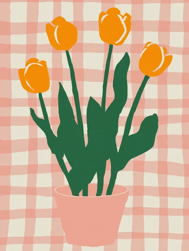 Minimalist Tulip Illustration - Bold Colors