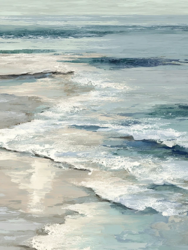 Coastal Art Calm Ocean Painting for Bathroom Decor