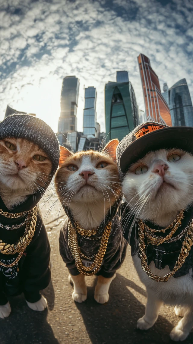 Rapper Cats in Moscow Urban Scene