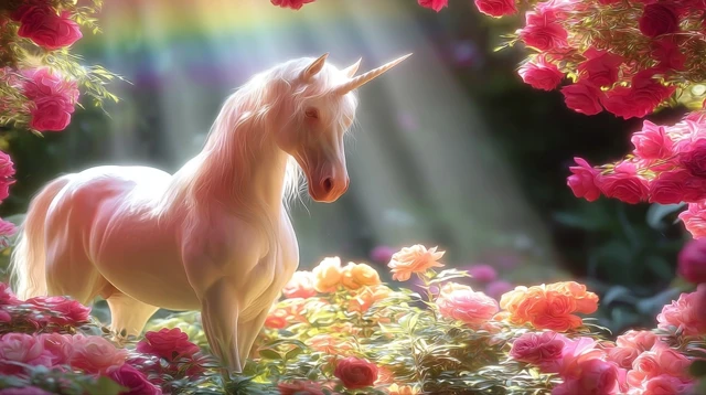 Unicorn in a Magical Forest Photorealistic HD